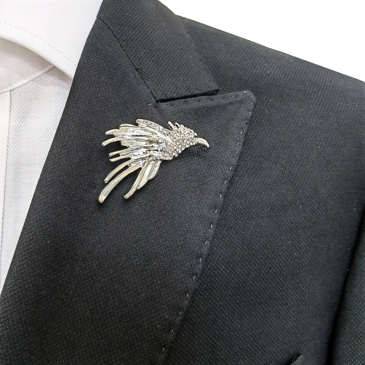 Silver Jewelled Phoenix Lapel Pin-1