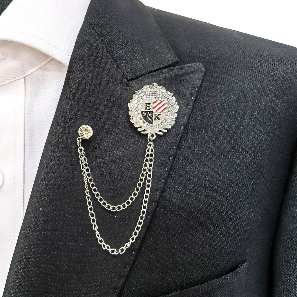 Stars & Stripes Shield Emblem Chain Lapel Pin-1
