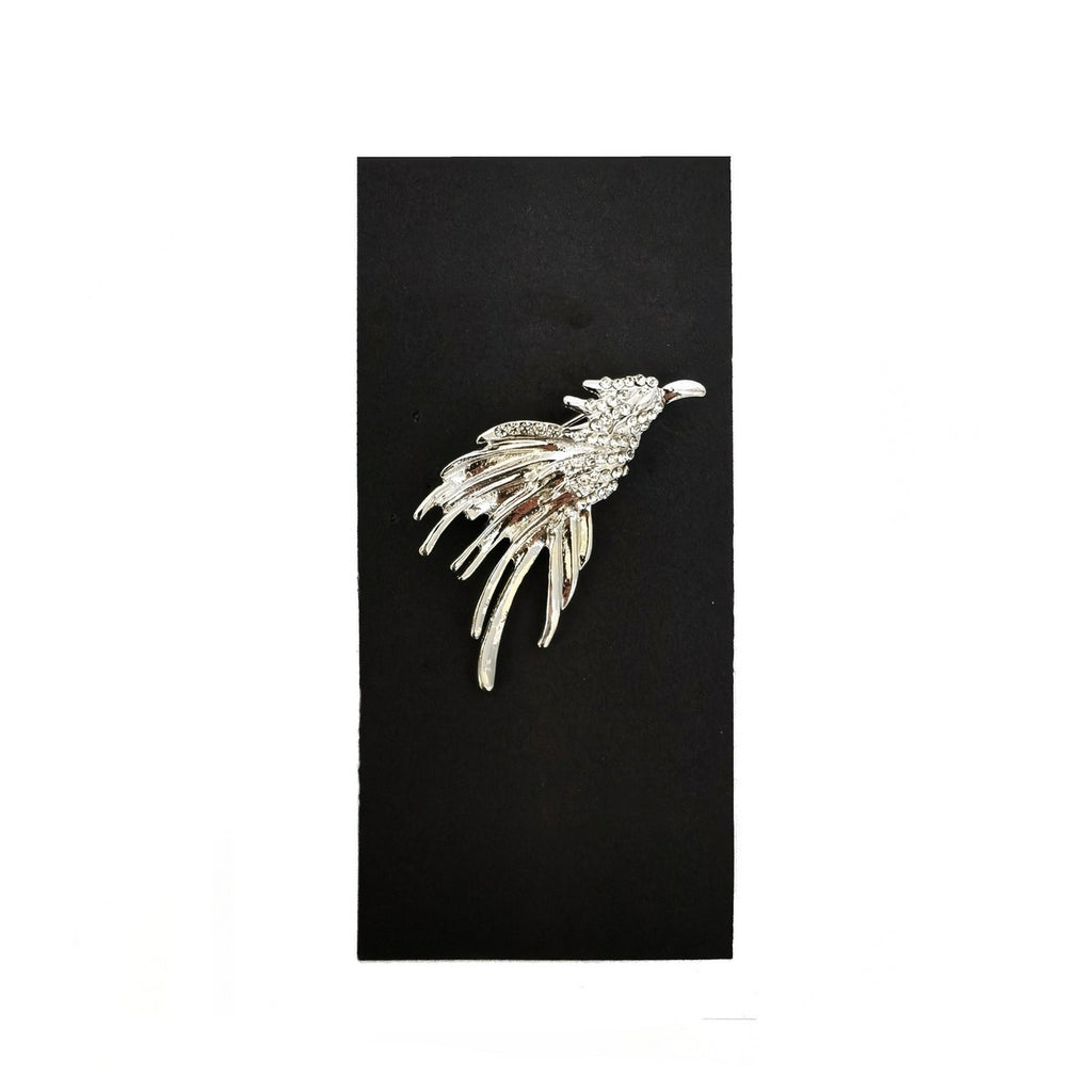 Silver Jewelled Phoenix Lapel Pin-0