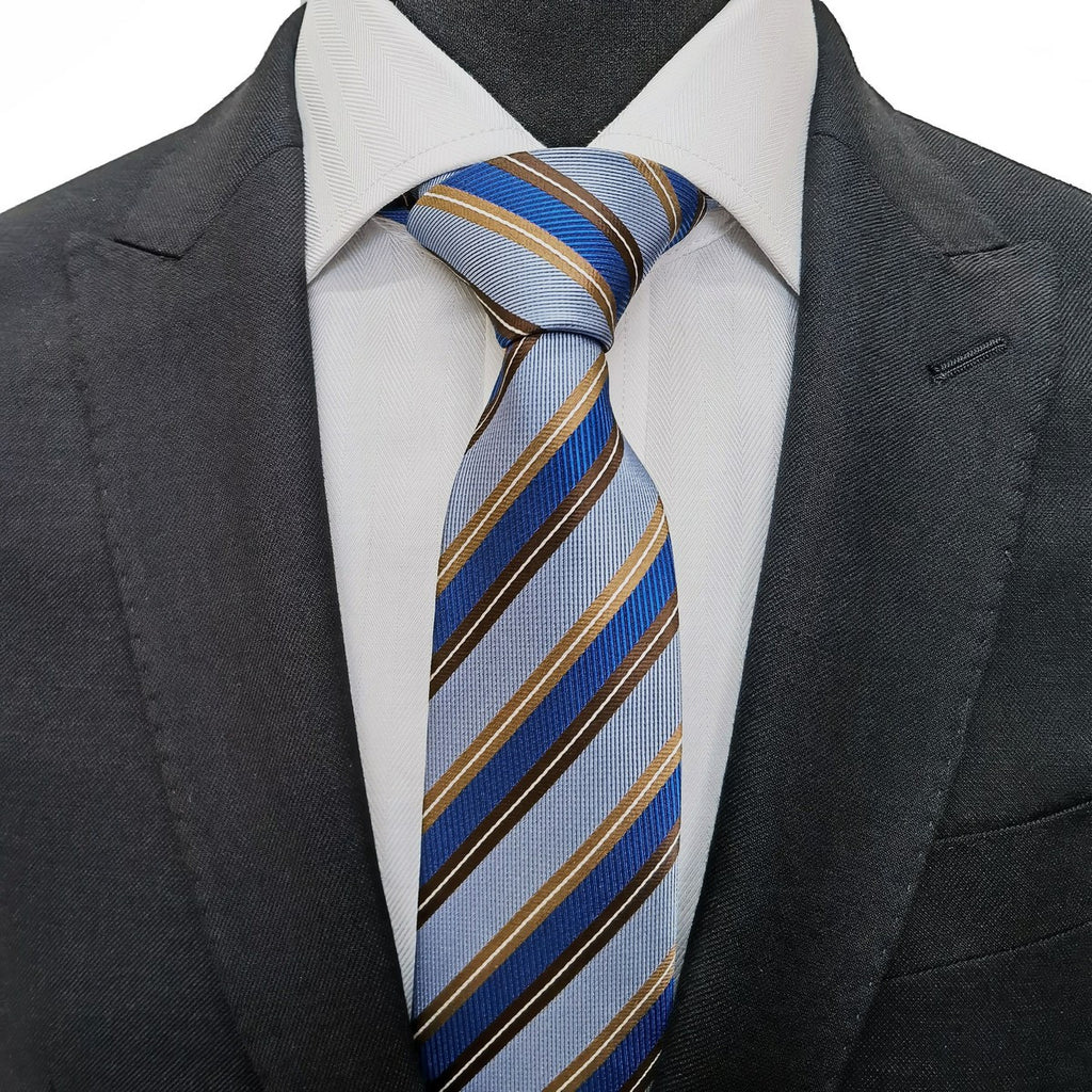 Blue And Brown Stripe Tie-1