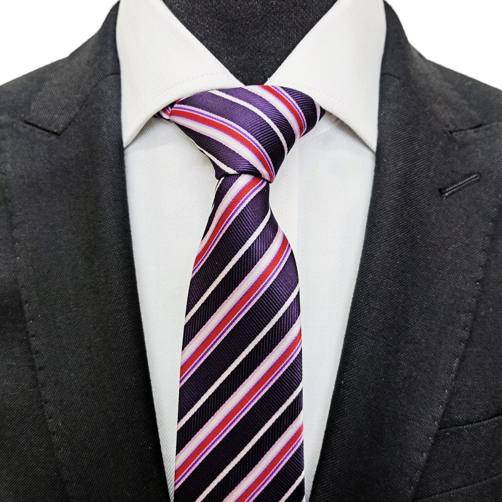 Purple Red Stripe Tie-1