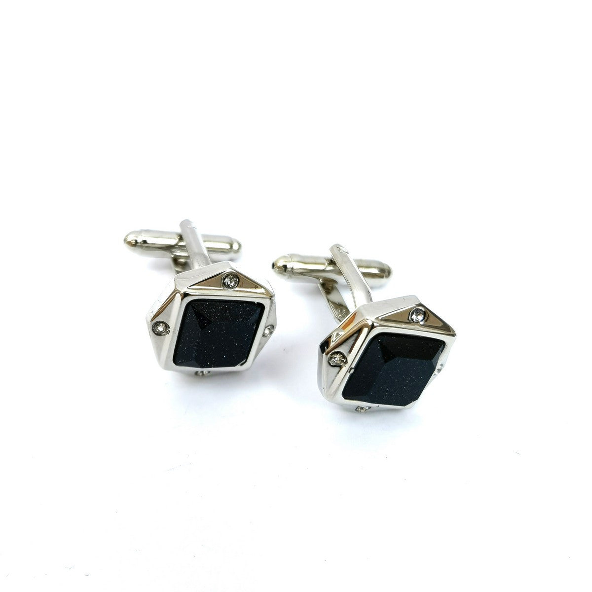 Black Glitter Gemstone Cufflinks-0