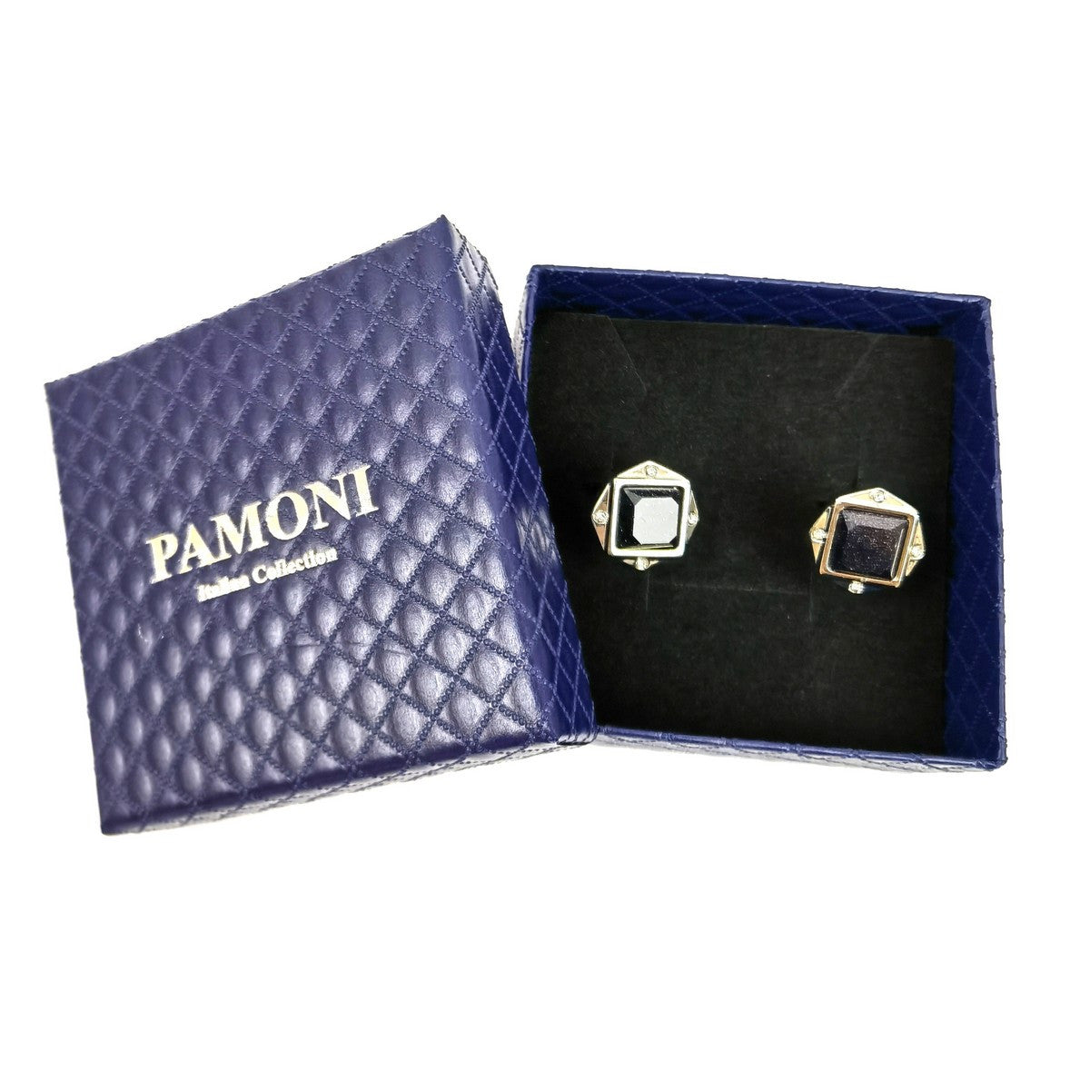 Black Glitter Gemstone Cufflinks-1