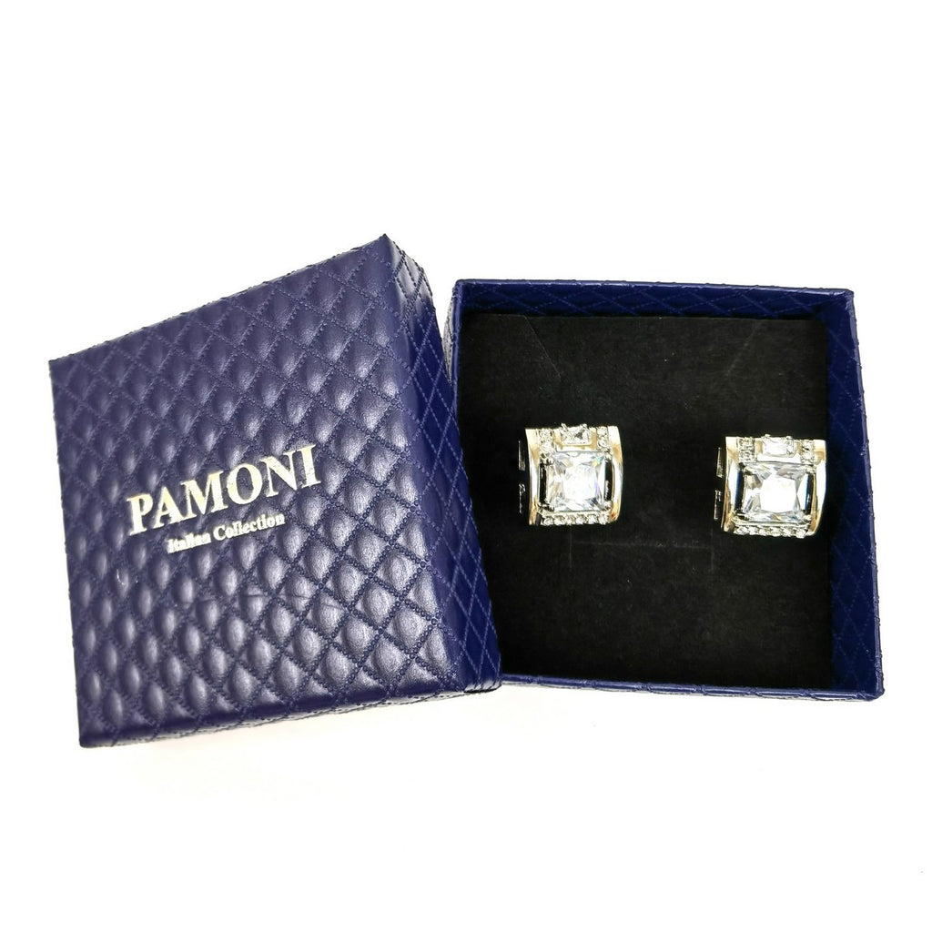 Silver Square Gemstone Cufflinks-1