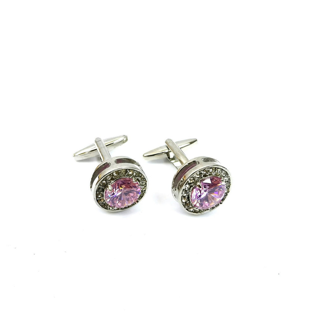 Round Pink Gemstone Cufflinks-0