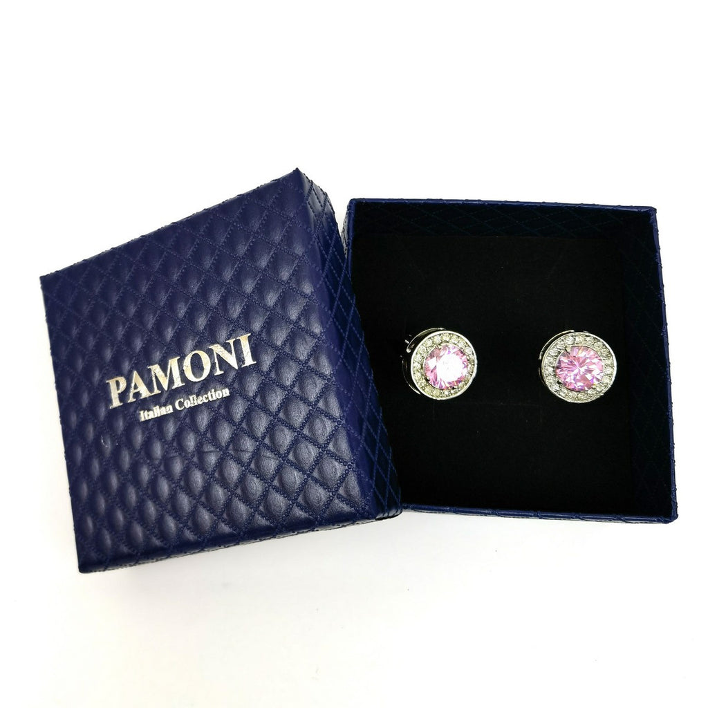 Round Pink Gemstone Cufflinks-1