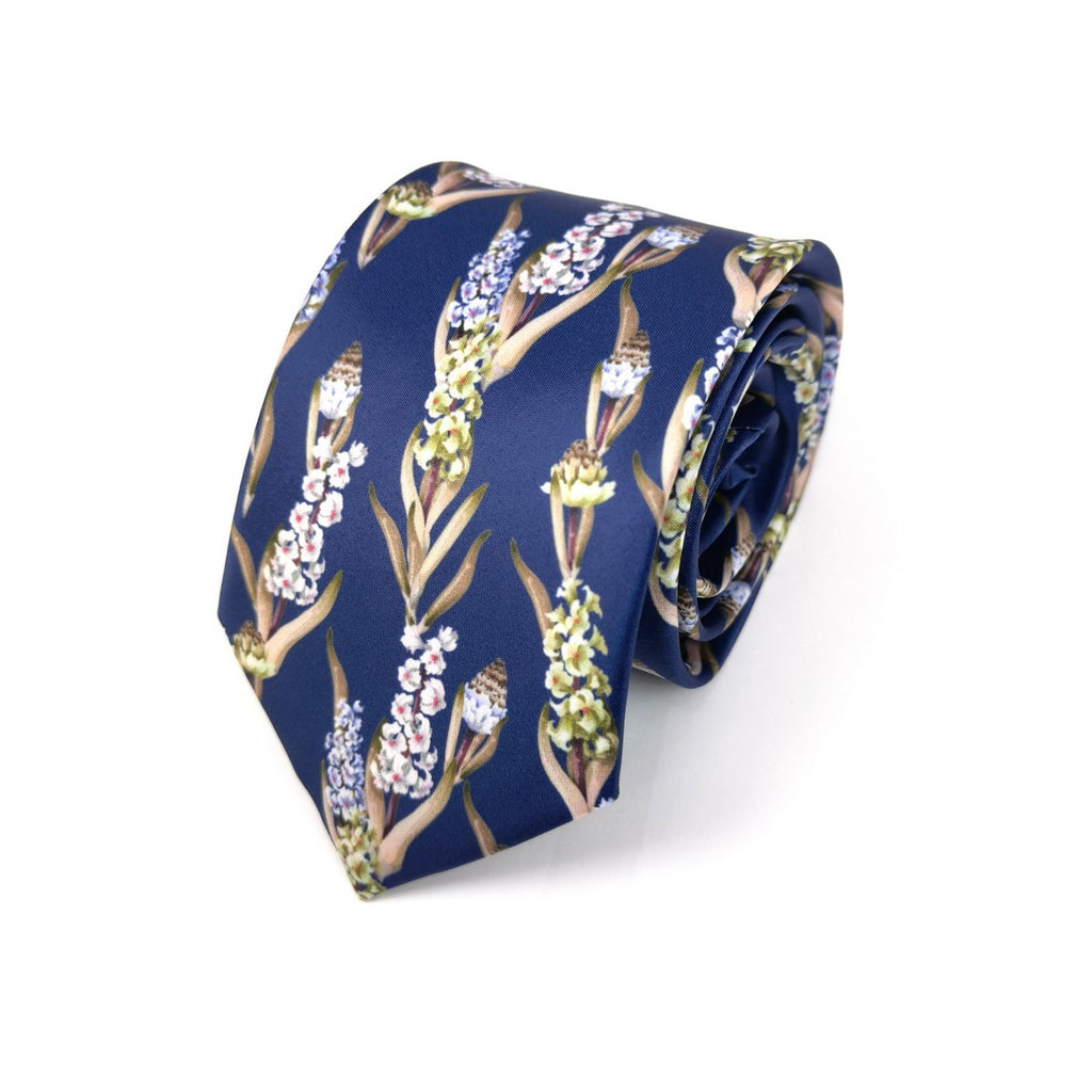 Blue Flower Print Tie-0