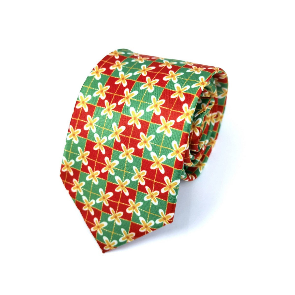 Green Coral Square Geometric Tie-0