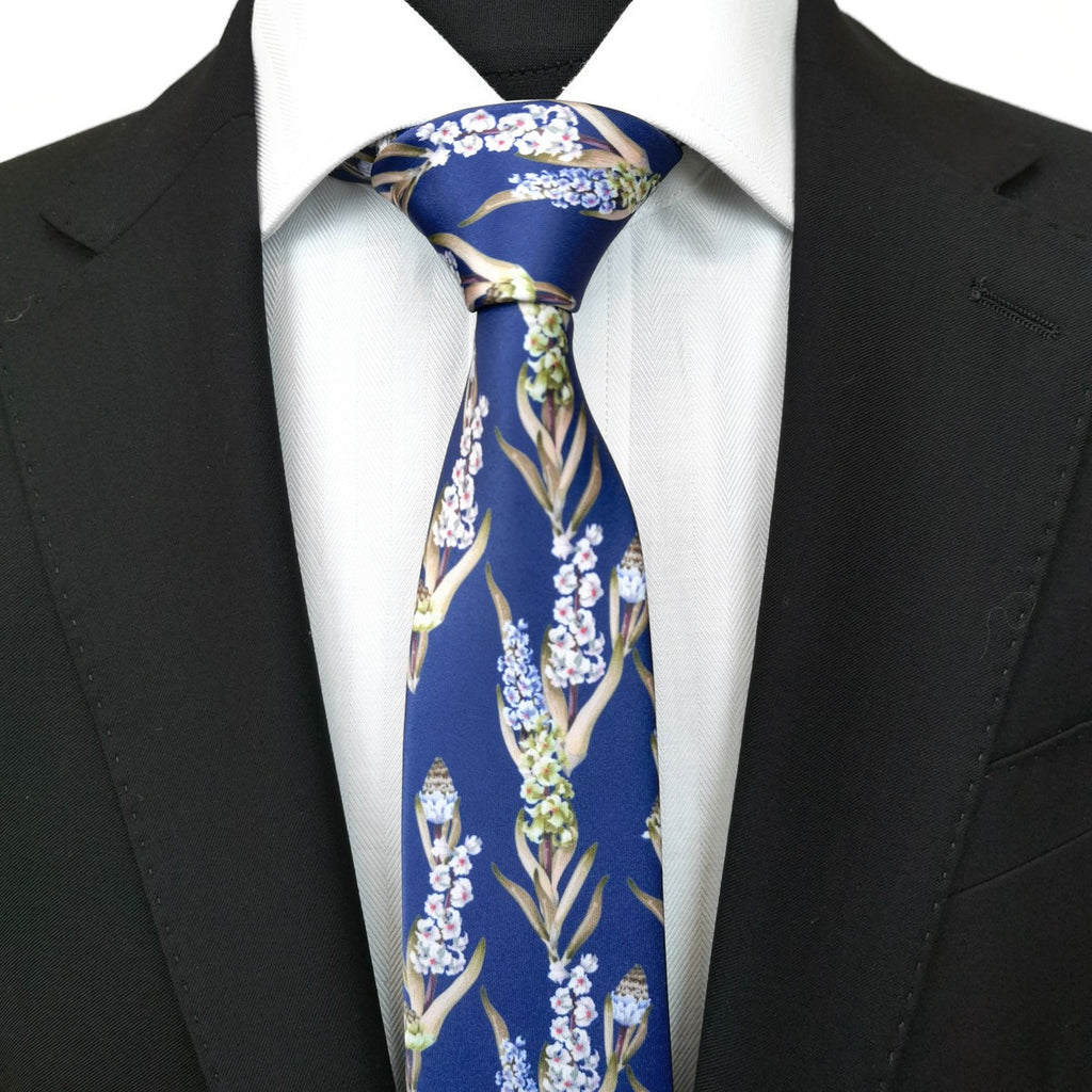 Blue Flower Print Tie-1