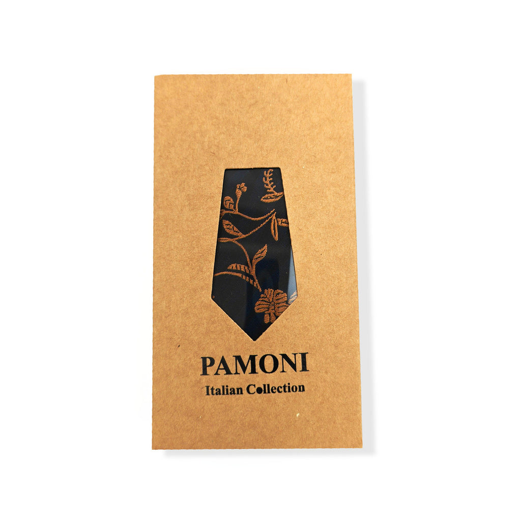 Navy Gold Floral Tie & Pocket Square Set-0