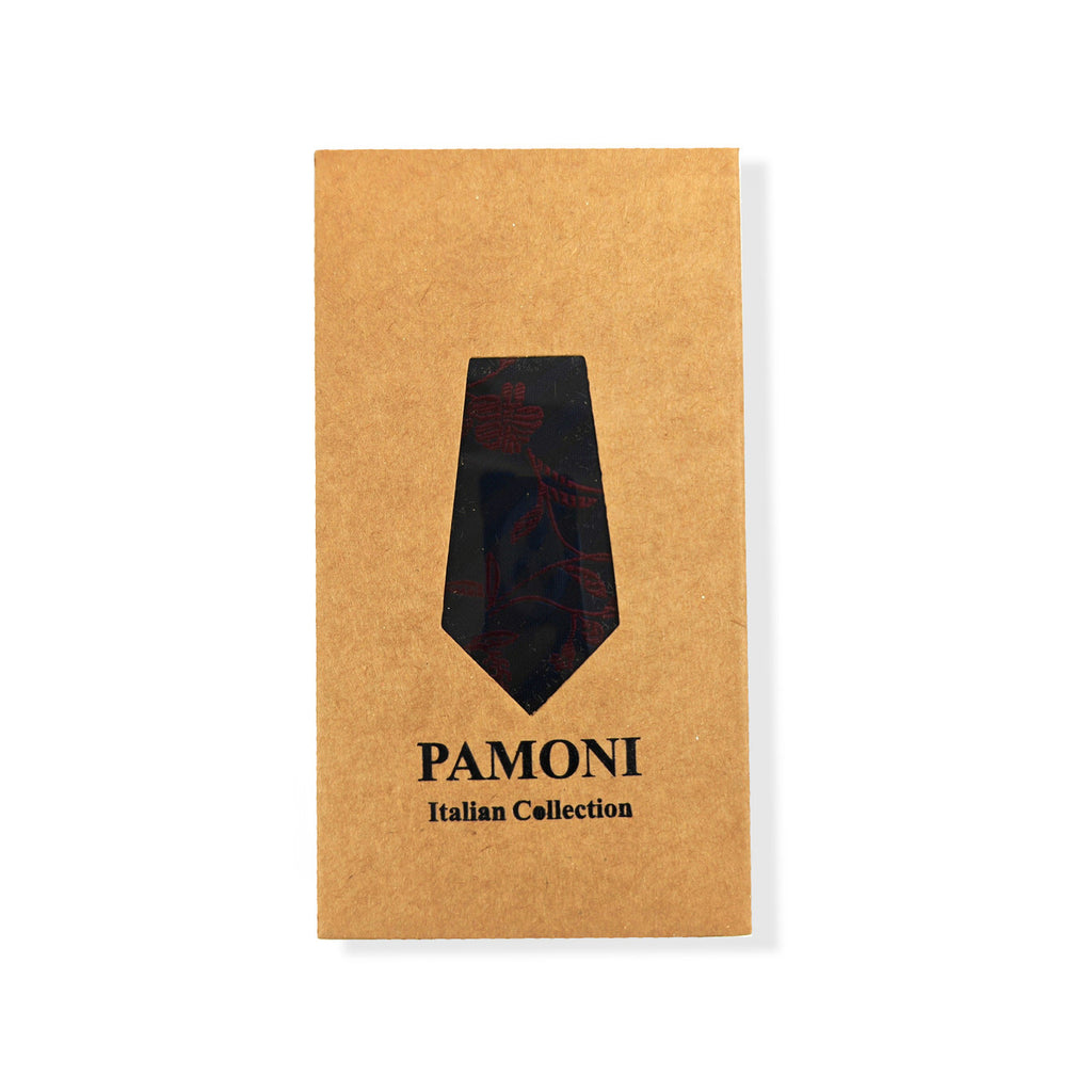 Navy Burgundy Floral Tie & Pocket Square Set-2