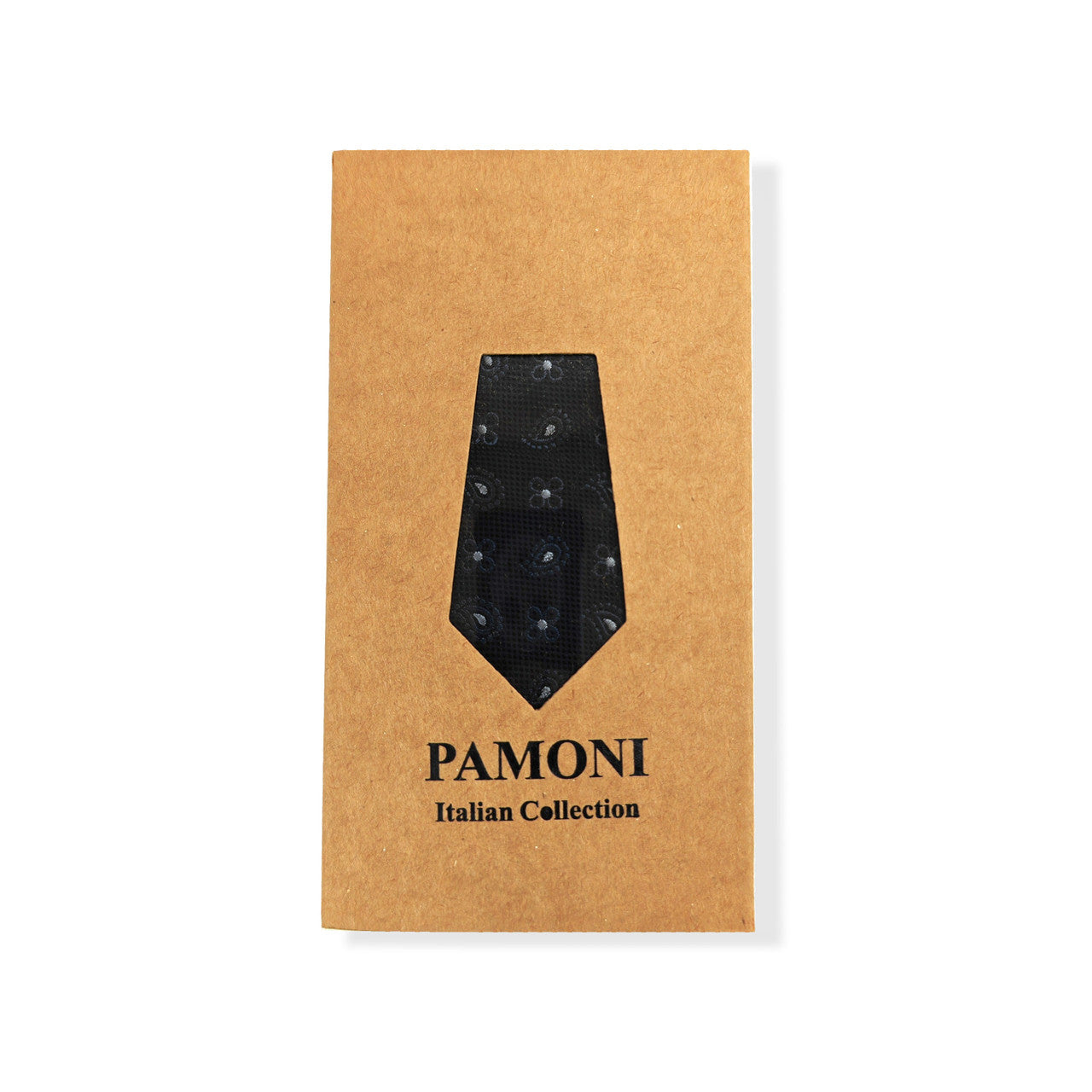 Black Geometric Tie & Pocket Square Set-0