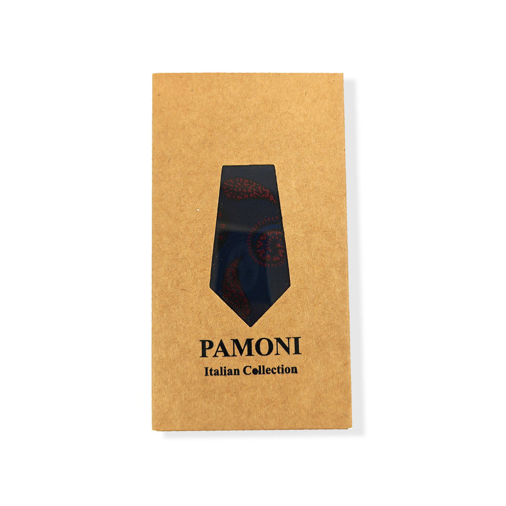 Blue Burgundy Paisley Tie & Pocket Square Set-0