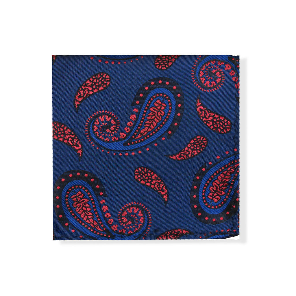 Blue Burgundy Paisley Tie & Pocket Square Set-2