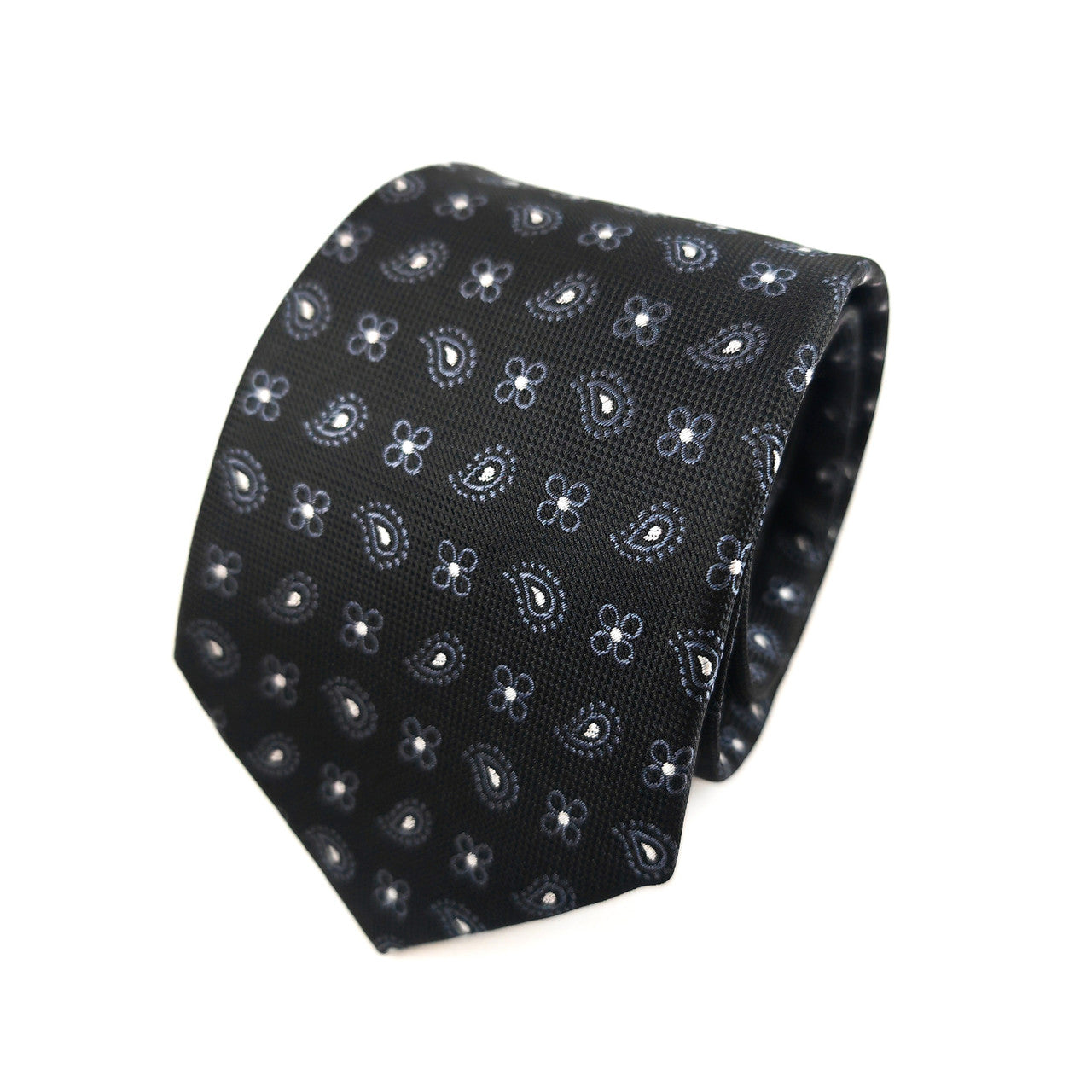 Black Geometric Tie & Pocket Square Set-1