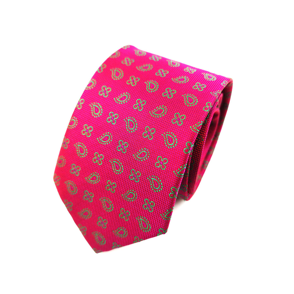 Magenta Geometric Tie & Pocket Square Set-1
