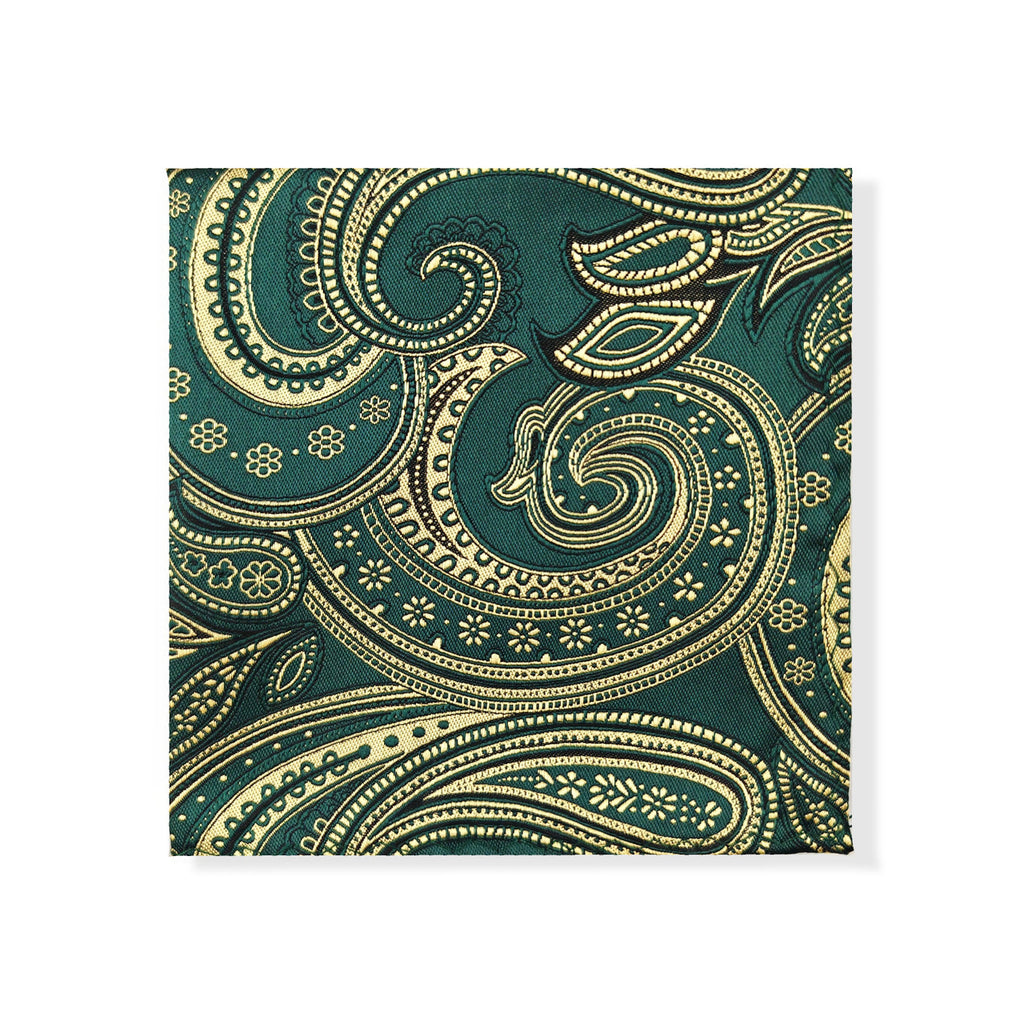 Green Paisley Tie & Pocket Square Set-1