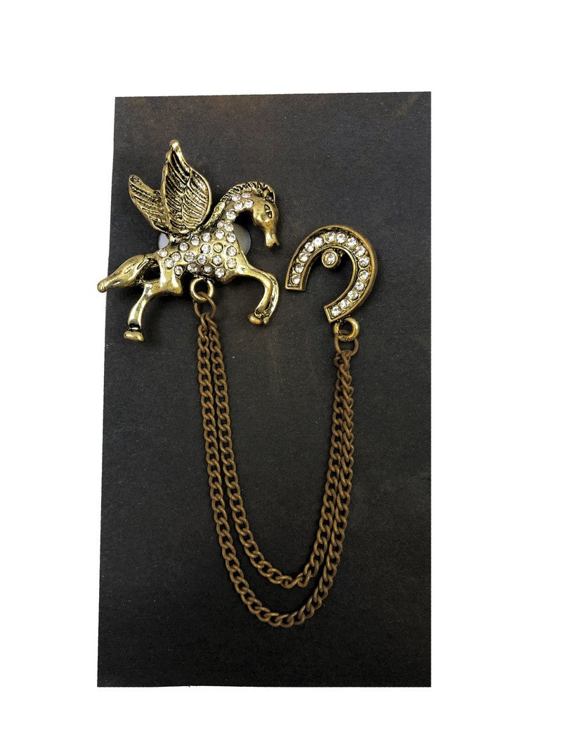 Jewelled Pegasus Chain Lapel Pin-0