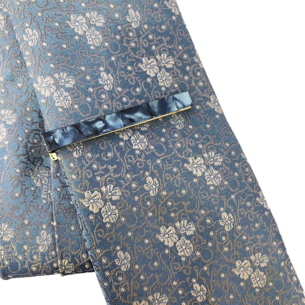 Blue Marble Effect Tie Clip-1
