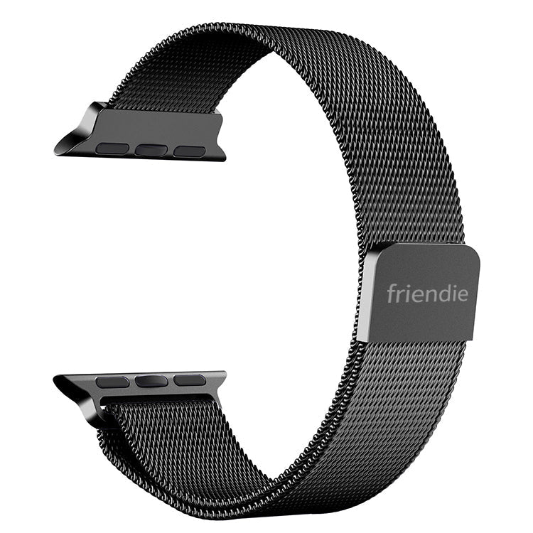 Stainless Steel Link Woven Mesh Infinite Loop Band - The Melbourne in Black Large - Compatible with Apple Watch Size 42mm to 45mm-1