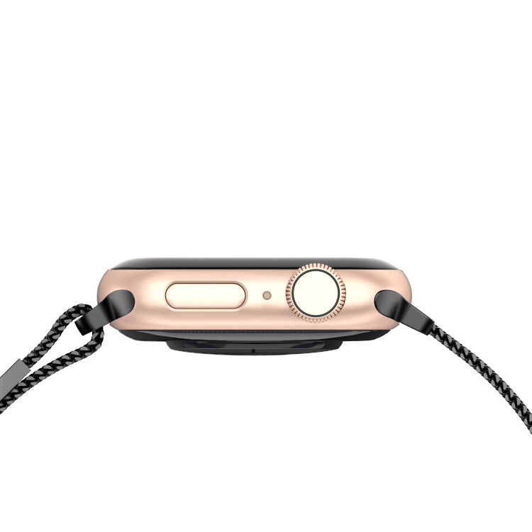 Stainless Steel Link Woven Mesh Infinite Loop Band - The Melbourne in Black - Compatible with Apple Watch Size 38mm to 41mm-4