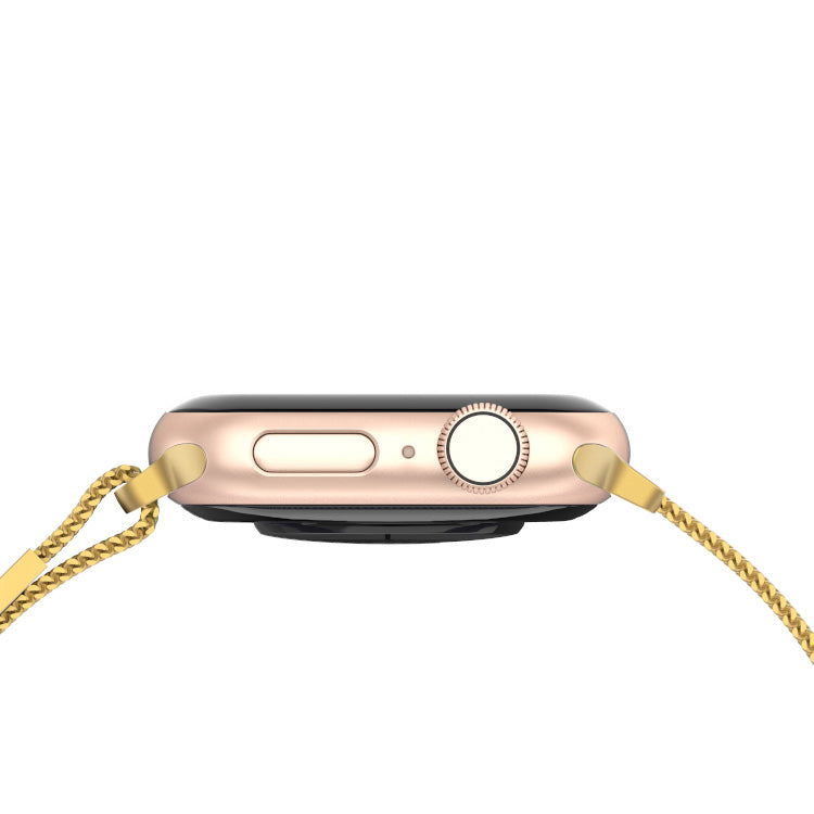 Stainless Steel Link Woven Mesh Infinite Loop Band - The Melbourne in Gold - Compatible with Apple Watch Size 38mm to 41mm-4