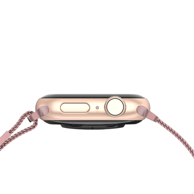 Stainless Steel Link Woven Mesh Infinite Loop Band - The Melbourne in Rose Gold Large - Compatible with Apple Watch Size 42mm to 45mm-4