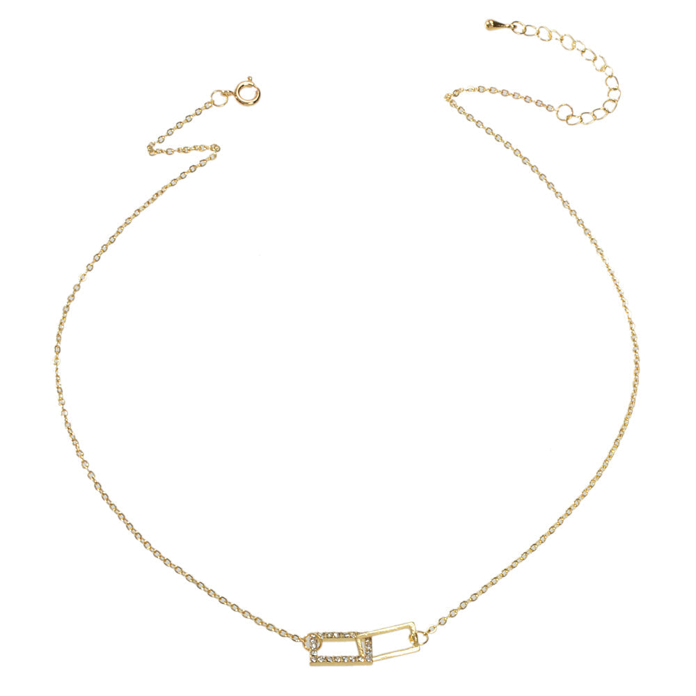 Charming Jewelry Gold Chain Crystal Square Decor Good Quality Pendant Necklace