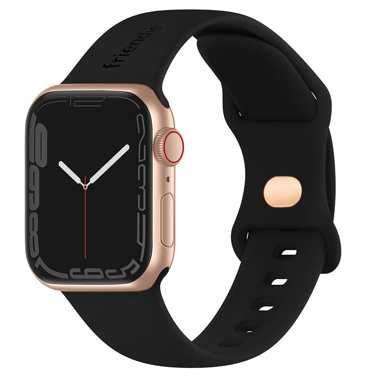 Silicone Sports Band Black with Gold Pin - The Noosa Large - Compatible with Apple Watch Size 42mm to 45mm-0