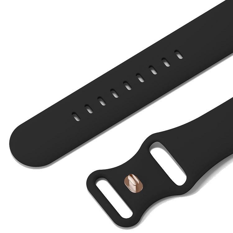Silicone Sports Band Black with Gold Pin - The Noosa Large - Compatible with Apple Watch Size 42mm to 45mm-1