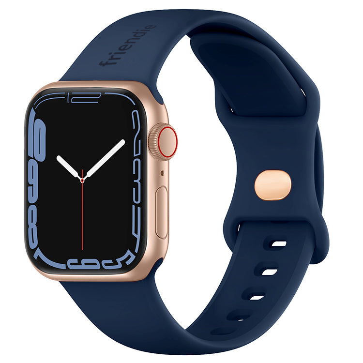 Silicone Sports Band Navy Blue with Gold Pin - The Noosa Small - Compatible with Apple Watch Size 38mm to 41mm-0