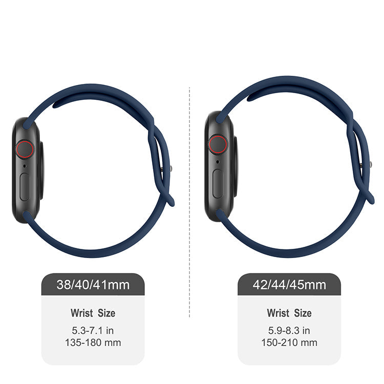 Silicone Sports Band Navy Blue with Silver Pin - The Noosa Small - Compatible with Apple Watch Size 38mm to 41mm-2