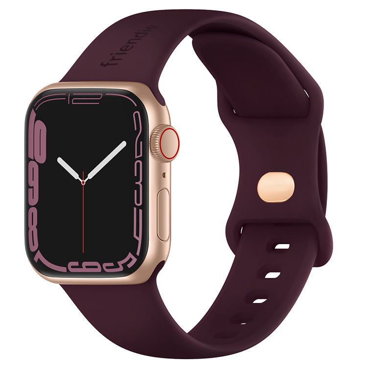 Silicone Sports Band Burgundy with Gold Pin - The Noosa Small - Compatible with Apple Watch Size 38mm to 41mm-0