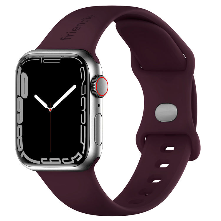 Silicone Sports Band Burgundy with Silver Pin - The Noosa Small - Compatible with Apple Watch Size 38mm to 41mm-0