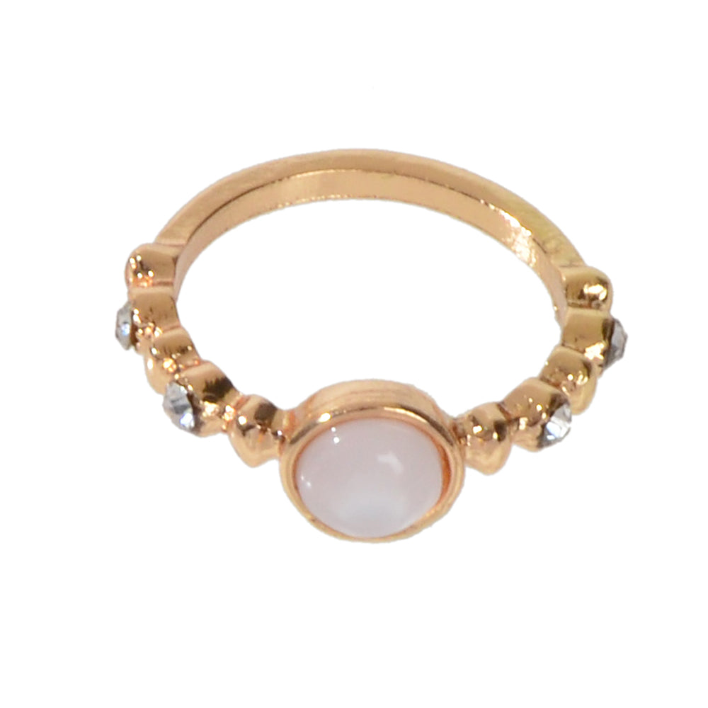 Textured Jewelry Rhinestone Opal Gold Finger Ring Luxurious Popular Accessories-4