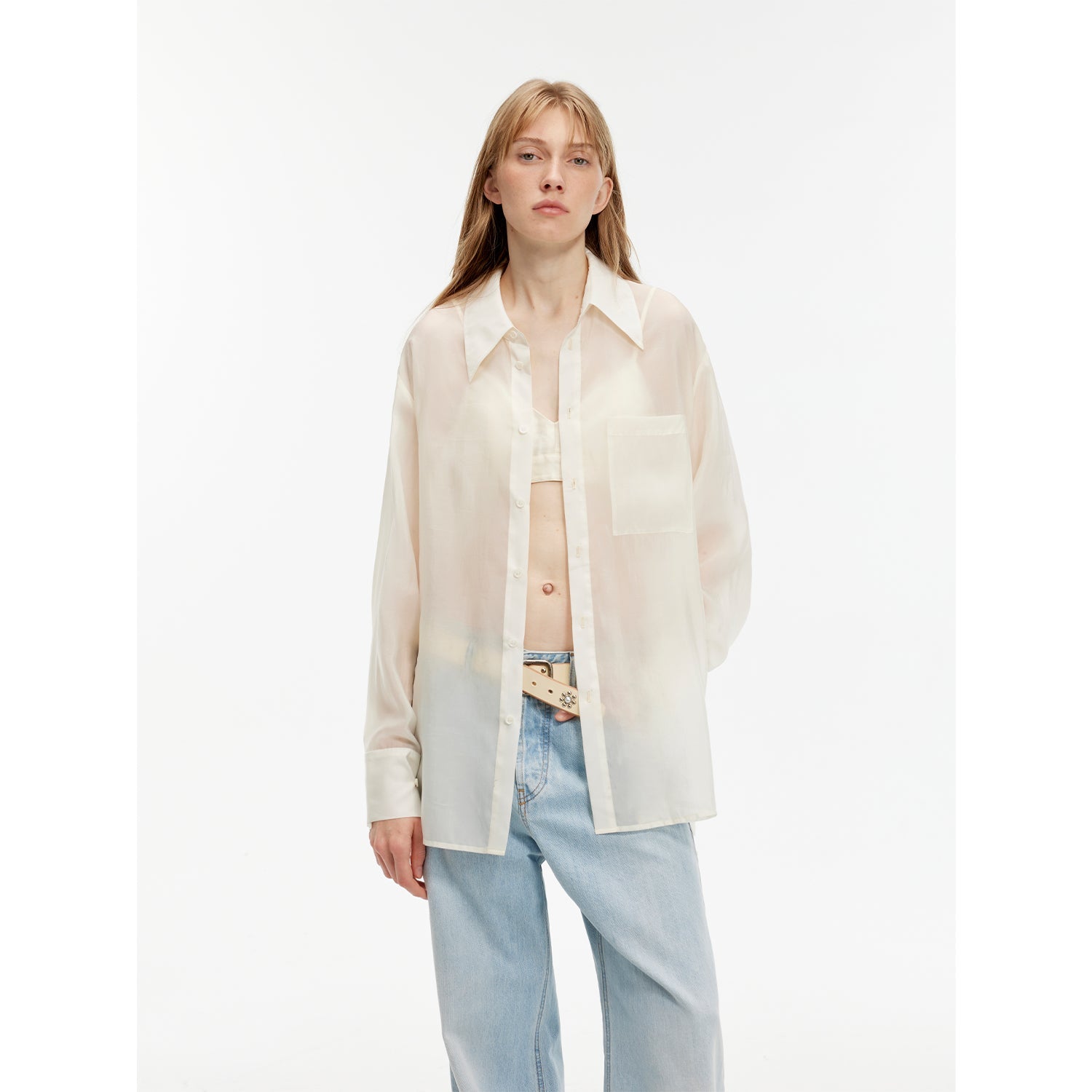 Wave Relaxed Cupro-Amino Sun-Proof Shirt“Hazy Spring”-6