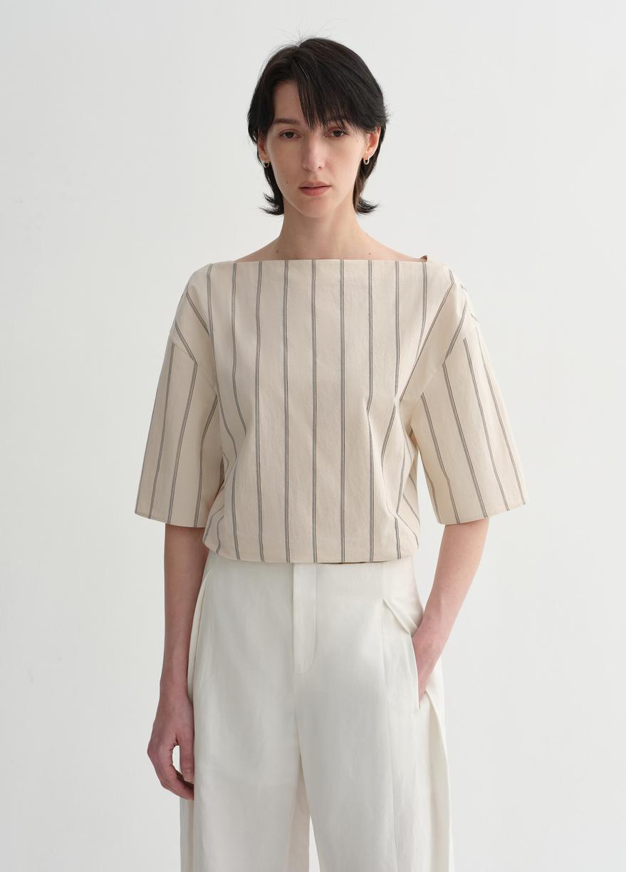 High-intelligence, relaxed, simple, high-quality, long-staple cotton, short-sleeved shirt for women-1