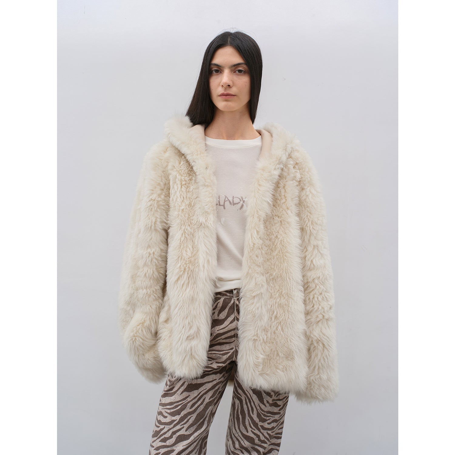 "Winter Snow" lazy silhouette hooded Tuscan curly sheepskin fur coat winter-4