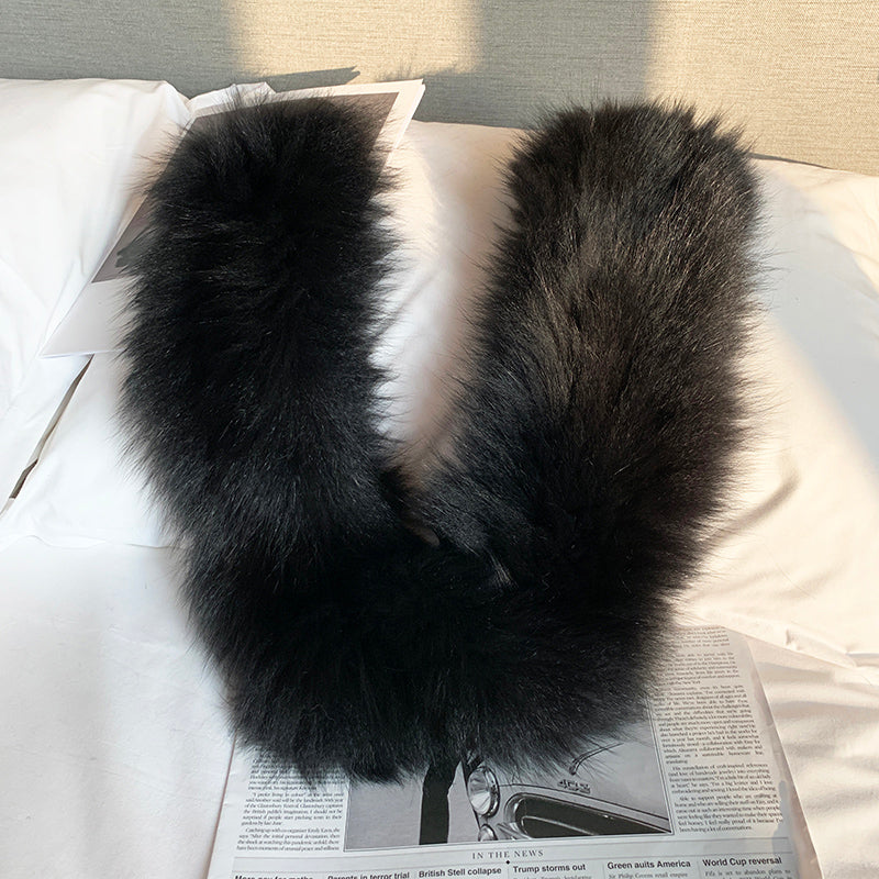 Fox Fur Knitted Scarf Warm Double-Sided Fur Neck Scarf-1