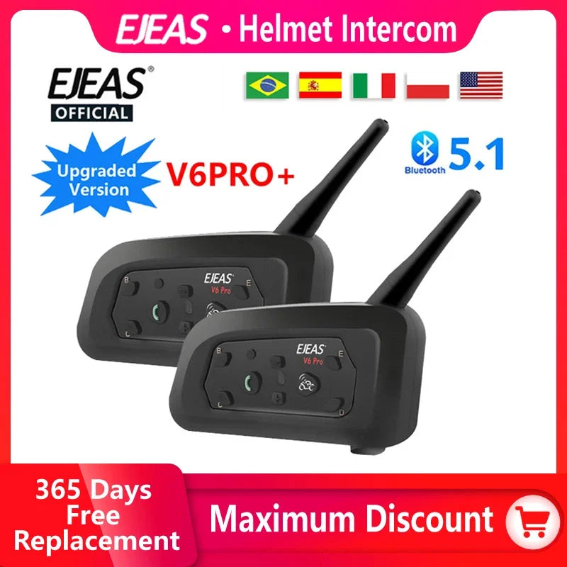 NNEOBA 1200M Bluetooth Motorcycle Helmet Intercom Headset