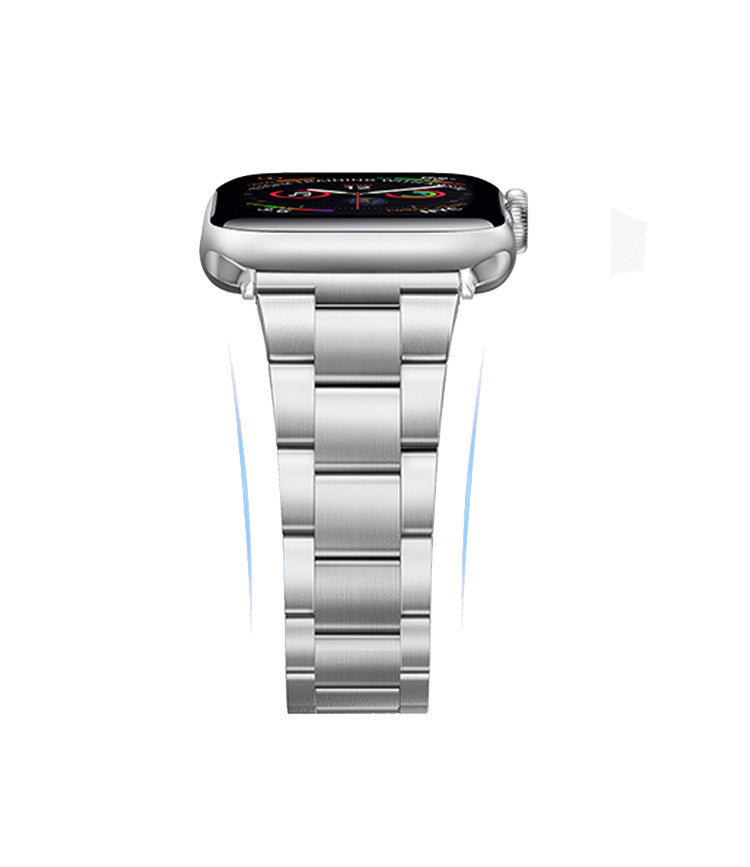 Stainless Steel Link Bracelet Band - The Sydney in Stainless Steel Large - Compatible with Apple Watch Size 42mm to 45mm-0