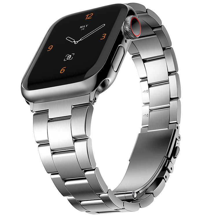 Stainless Steel Link Bracelet Band - The Sydney in Stainless Steel Large - Compatible with Apple Watch Size 42mm to 45mm-4