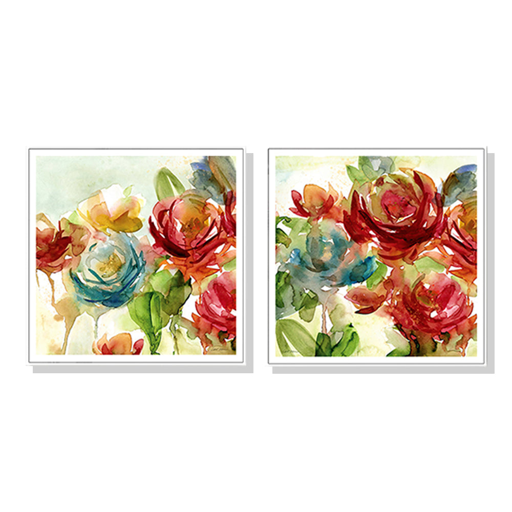 NNEDSZ Wall Art 70cmx70cm Rosewater Garden By Carol Robinson 2 Sets White Frame Canvas-0