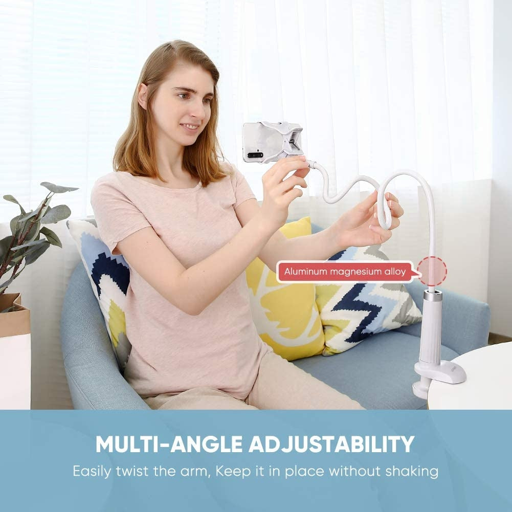 NNEDSZ Multifunction Phone Stand with Flexible Long arm (White) 30488