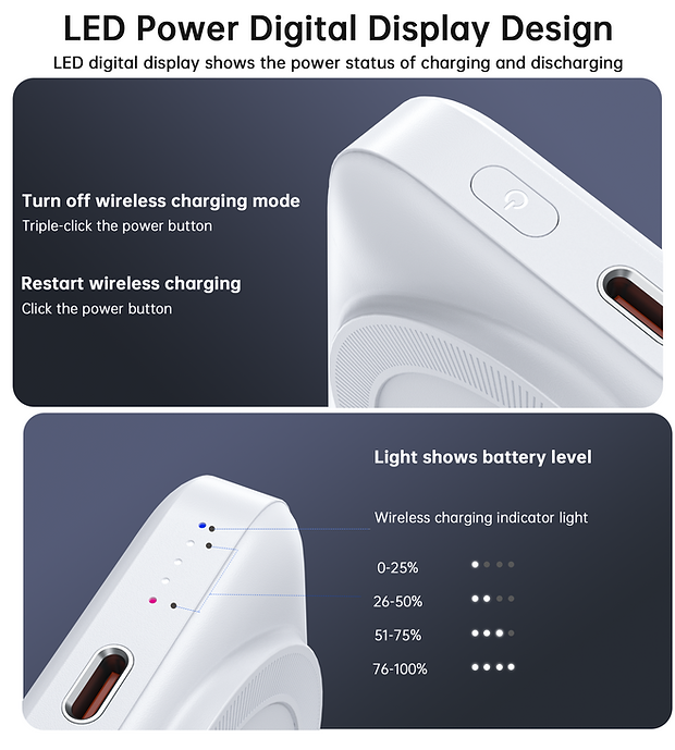 NNEDSZ CHOETECH B743-WH 10000mAh PD20W Magnetic Power Bank with Holder White-3
