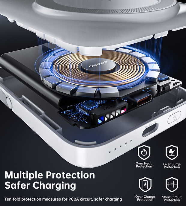 NNEDSZ CHOETECH B743-WH 10000mAh PD20W Magnetic Power Bank with Holder White-4