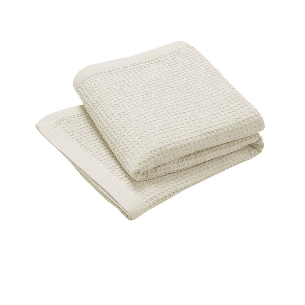 NNEDSZ Living @ Home 350gsm 100% Cotton Breathable Waffle Blanket Single 180 x 230 cm Cream-0
