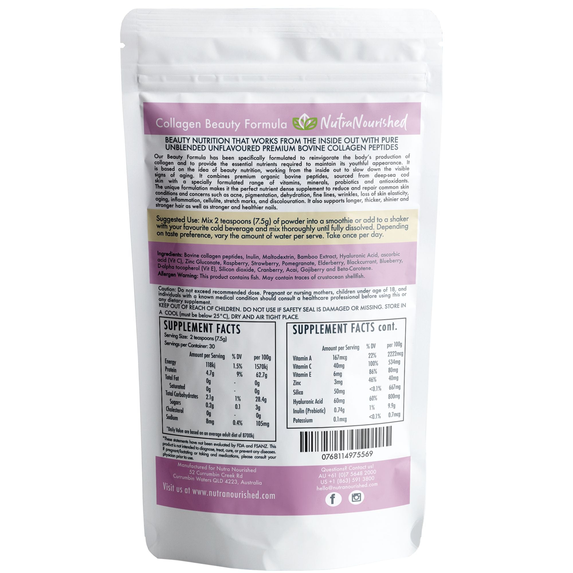 Collagen Beauty Formula Unflavoured - 225g | Nutra Nourished-4