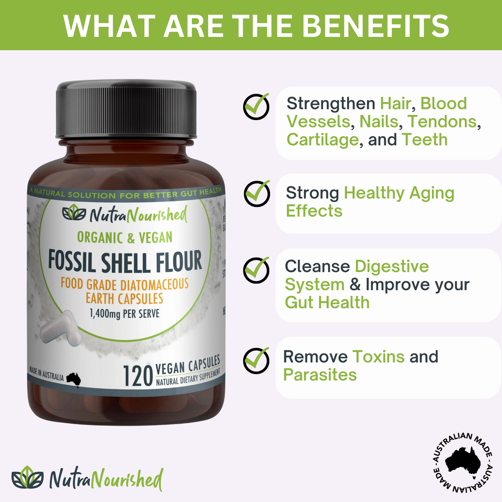 Fossil Shell Flour | Diatomaceous Earth 120 Capsules | Nutra Nourished-1