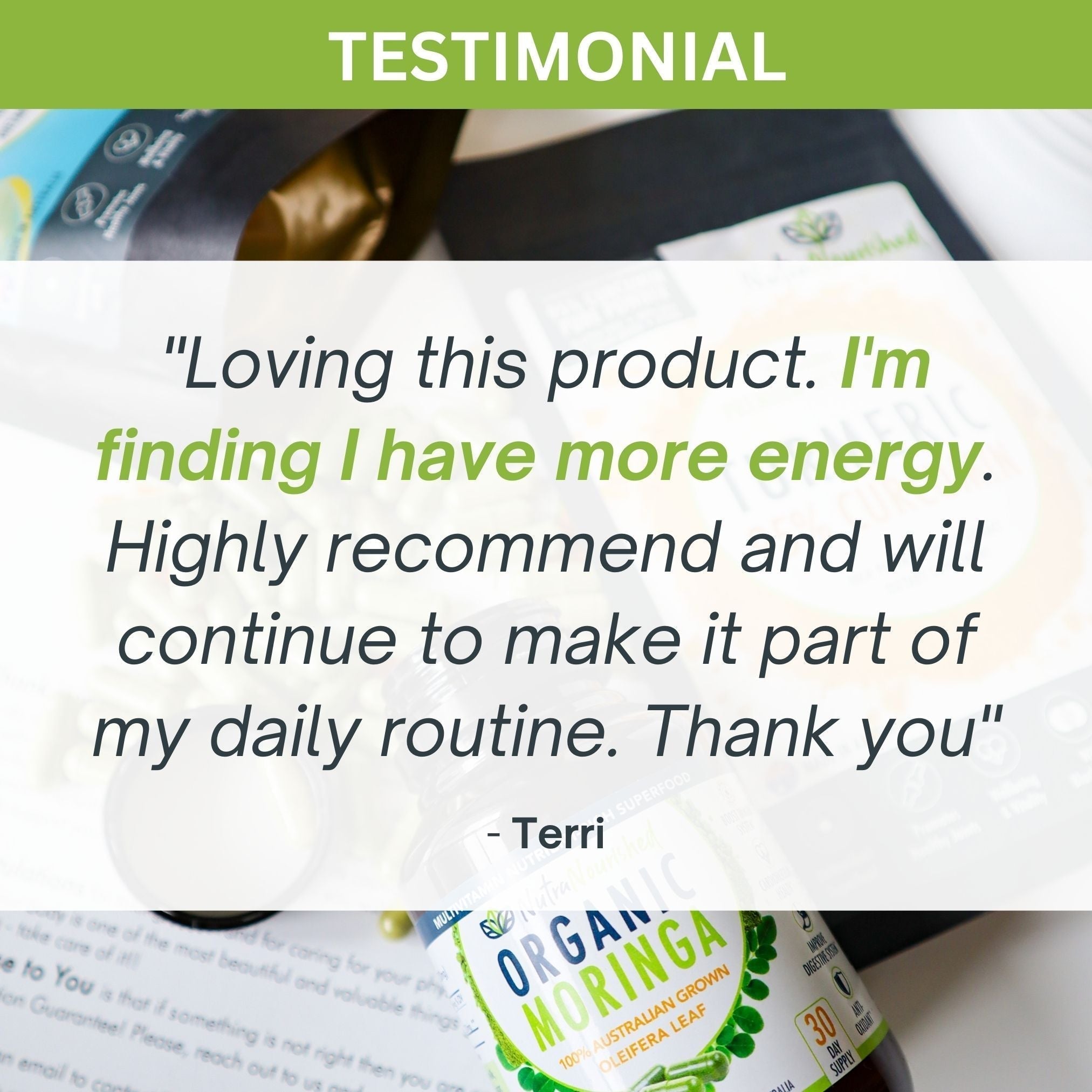 REFILL BAG - Organic Moringa Leaf Capsules - 180 Vegan Capsules